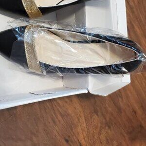 Dress Pumps, Black & Gold, Vegan